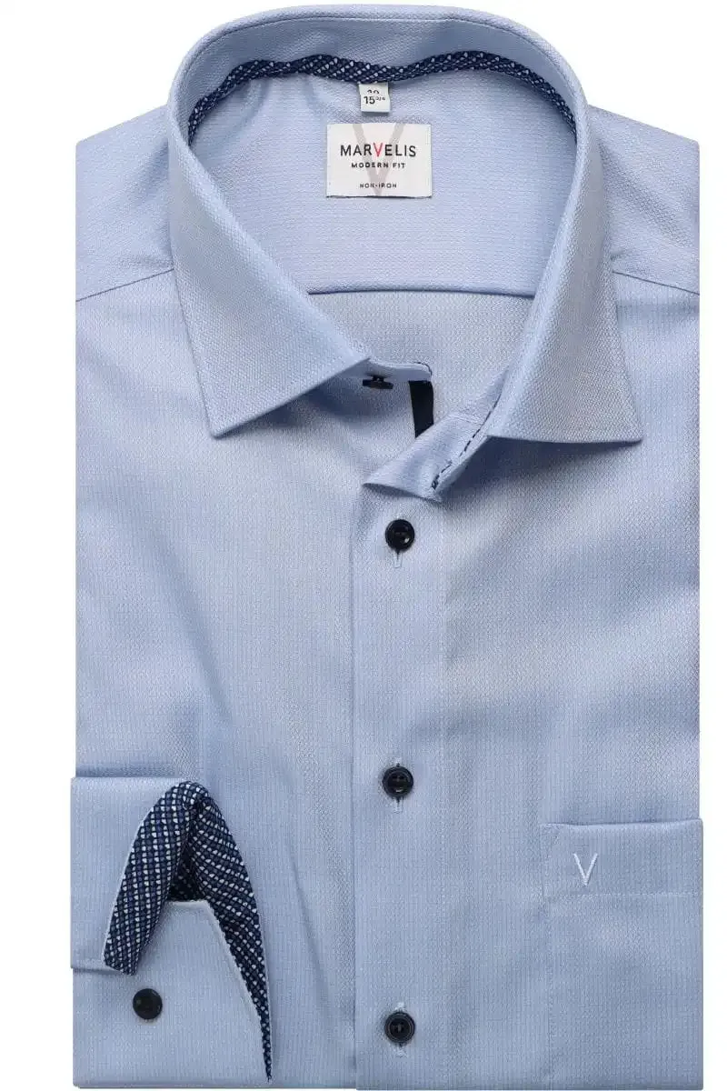Marvelis Mens Modern Fit Shirt 7222-74-11 Blue