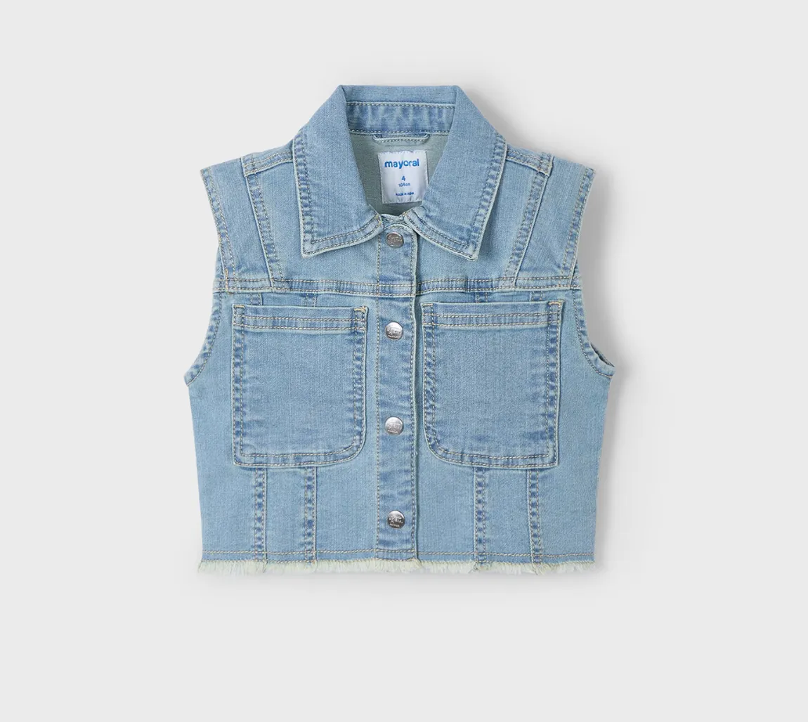 Mayoral Girl Light Wash Denim Vest