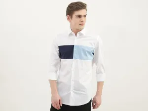 Men Colorblock Spread Collar Shirt