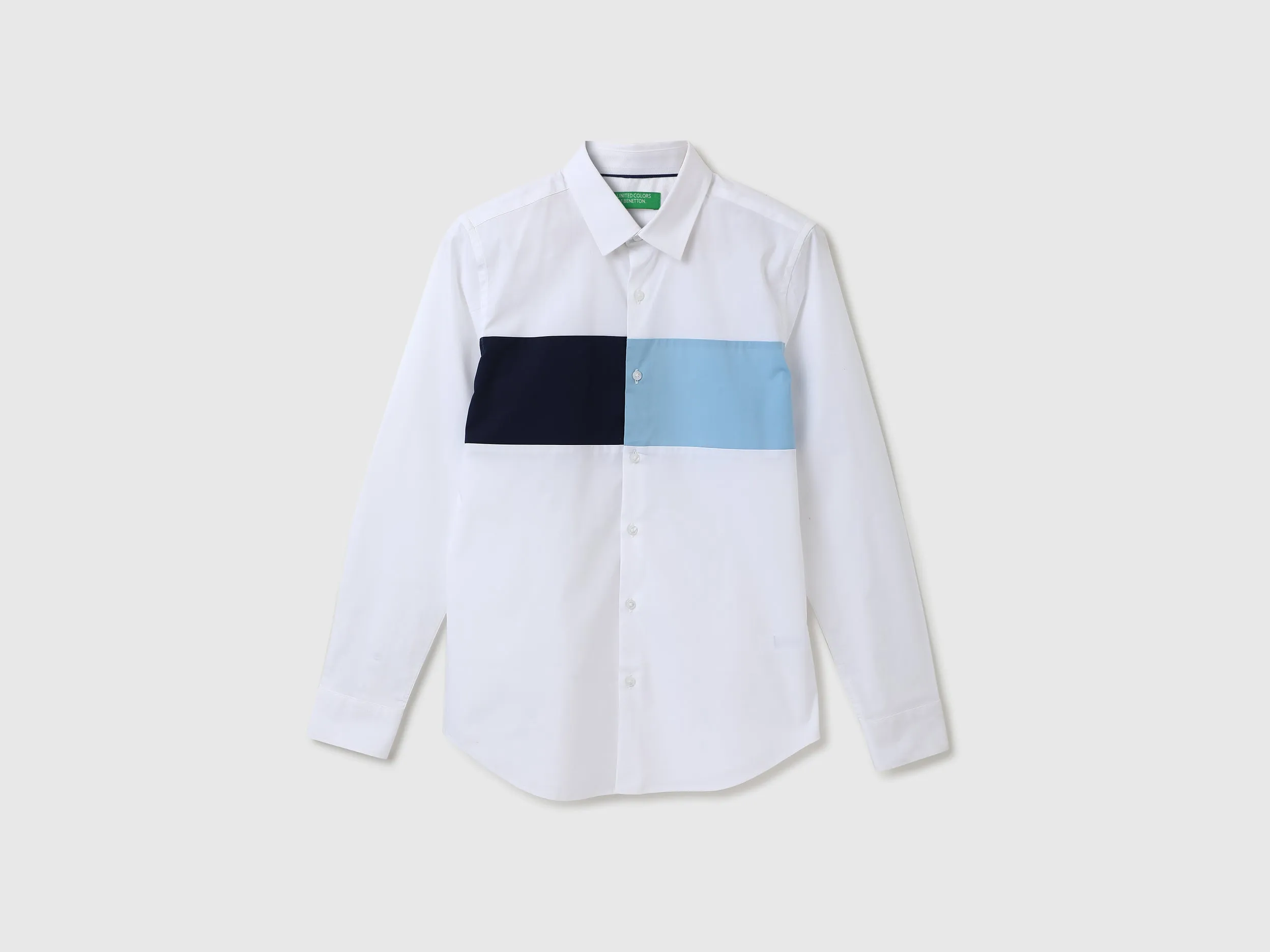 Men Colorblock Spread Collar Shirt