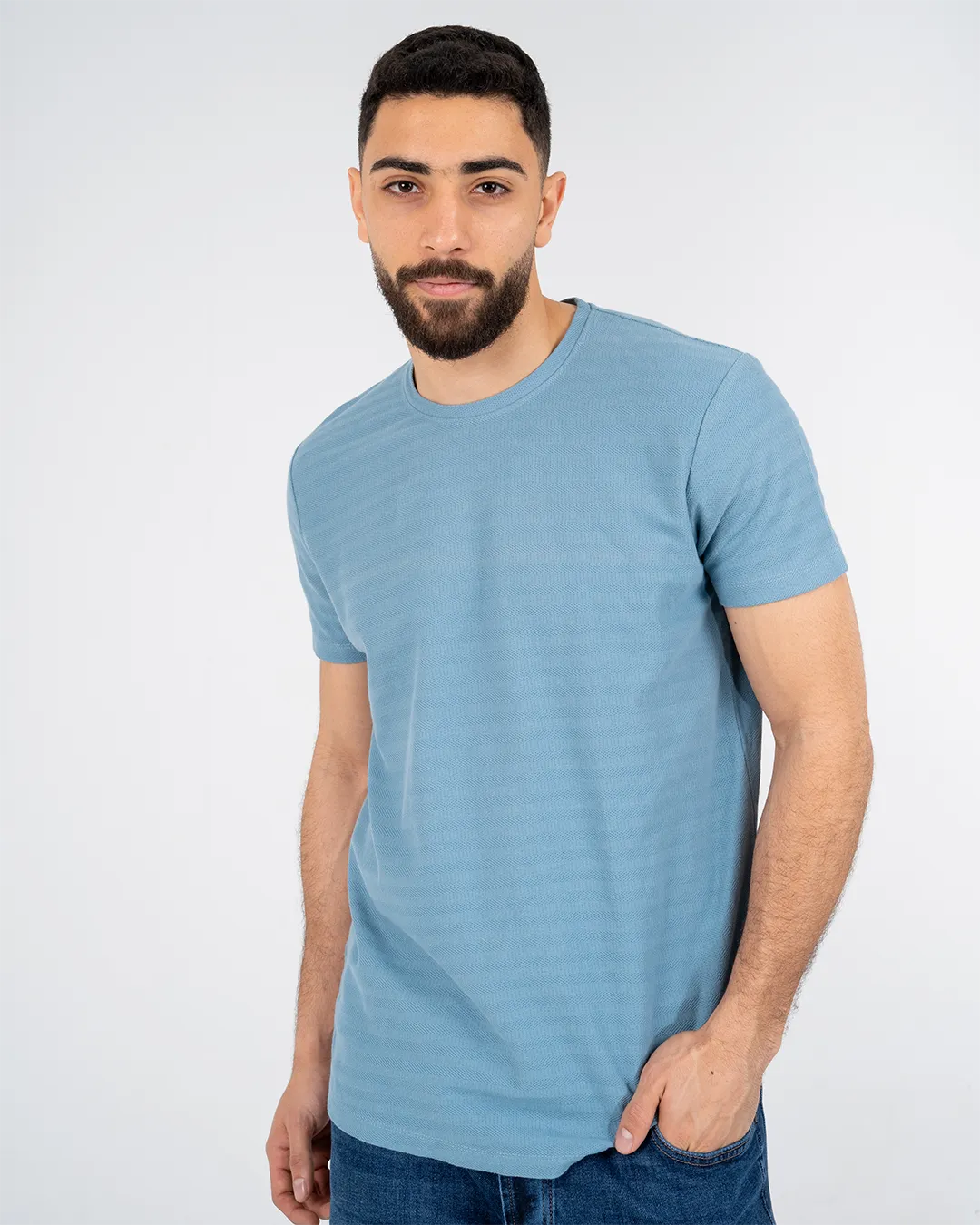 Men Half Sleeves Jacquard T-shirt