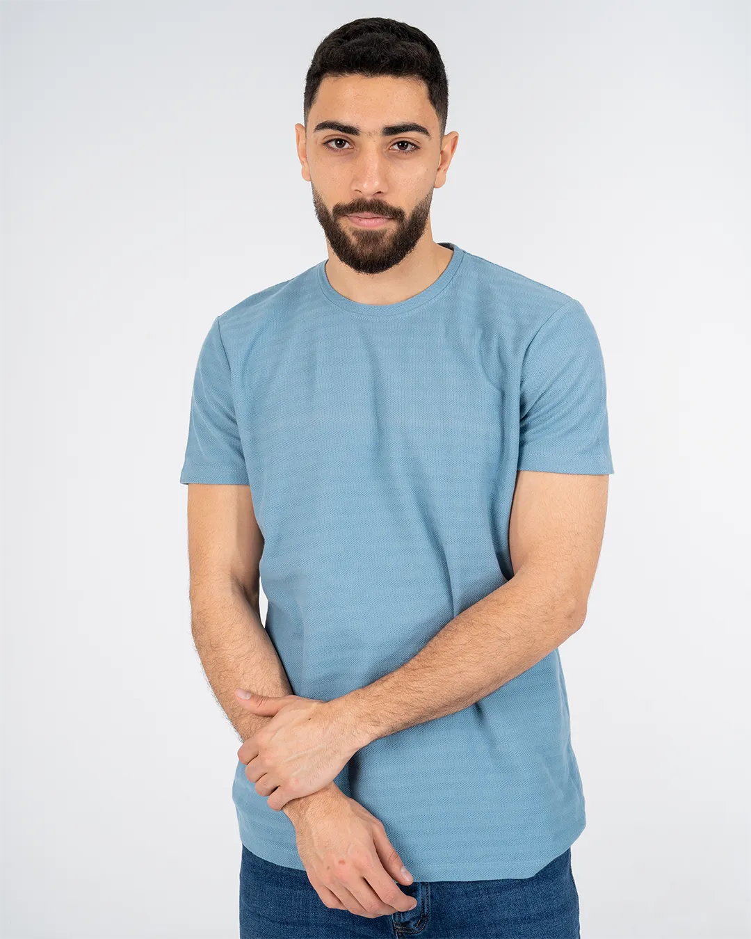 Men Half Sleeves Jacquard T-shirt