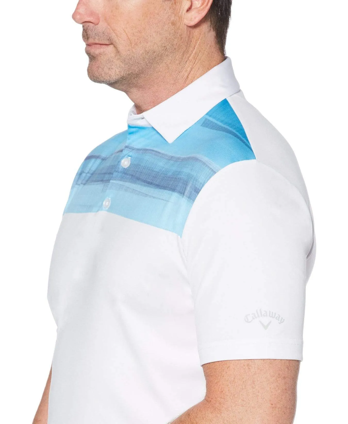 Mens Cooling Textured Modern Print Polo
