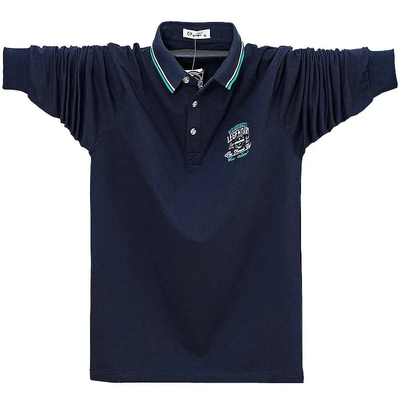 Men's Long Sleeve Fleece Lined Loose Polo Shirts