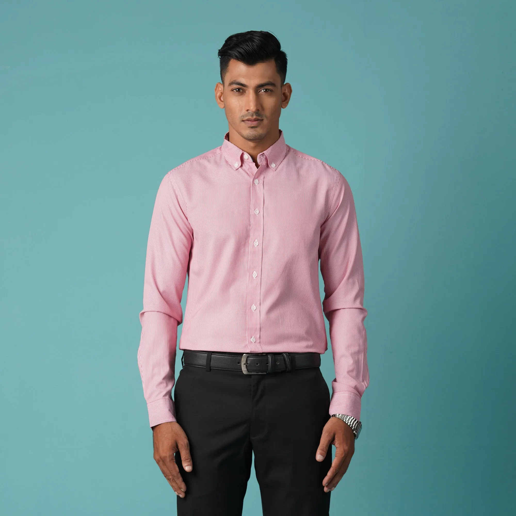 Mens L/S Shirt-Red Stripe
