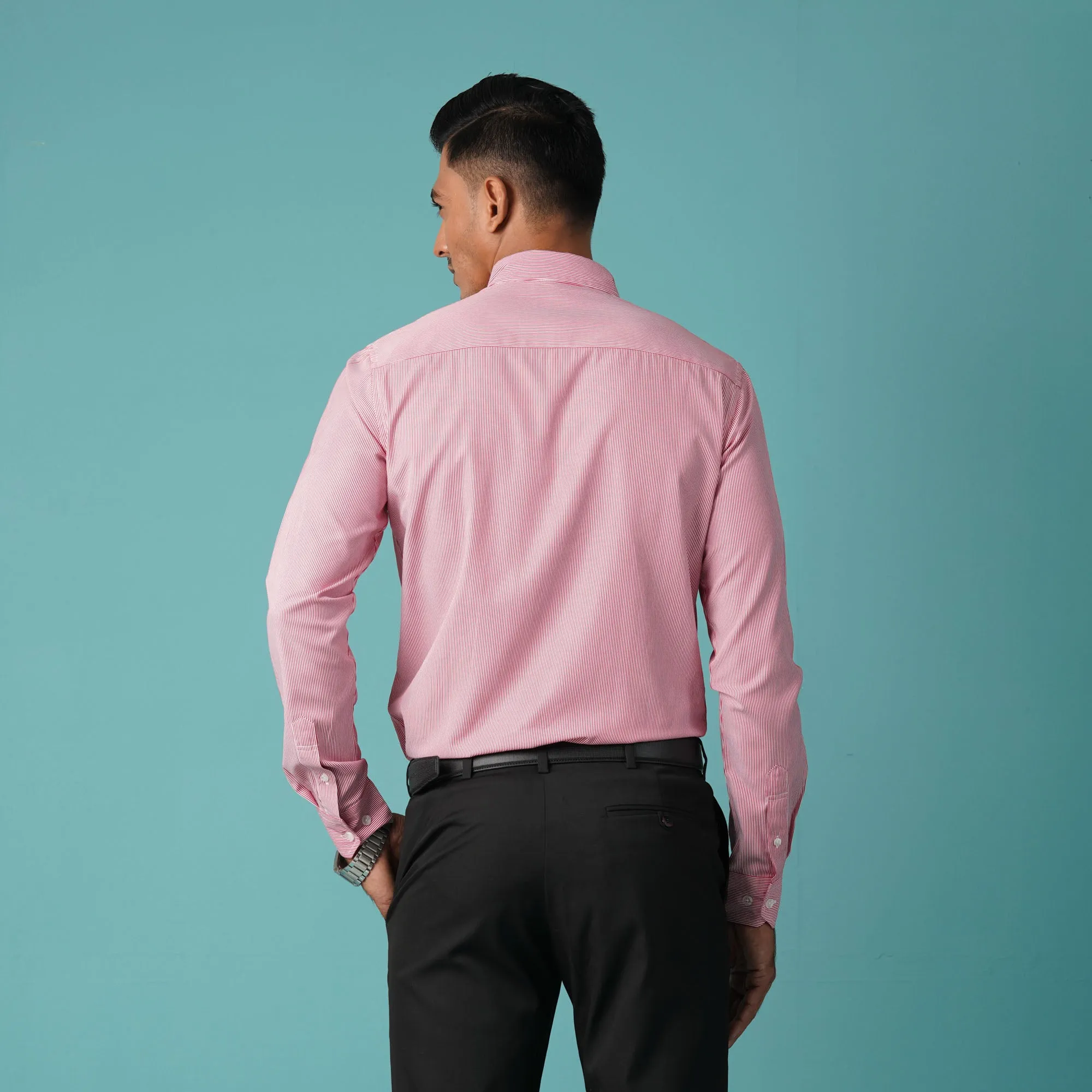 Mens L/S Shirt-Red Stripe