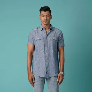 Mens Navy Short Sleeve Shirt
