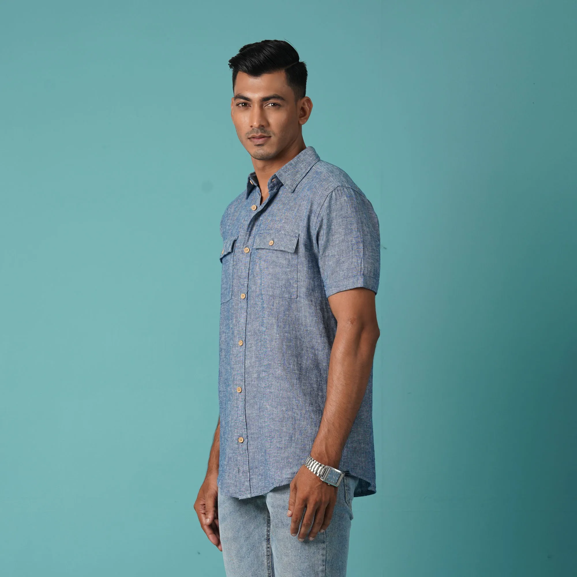 Mens Navy Short Sleeve Shirt