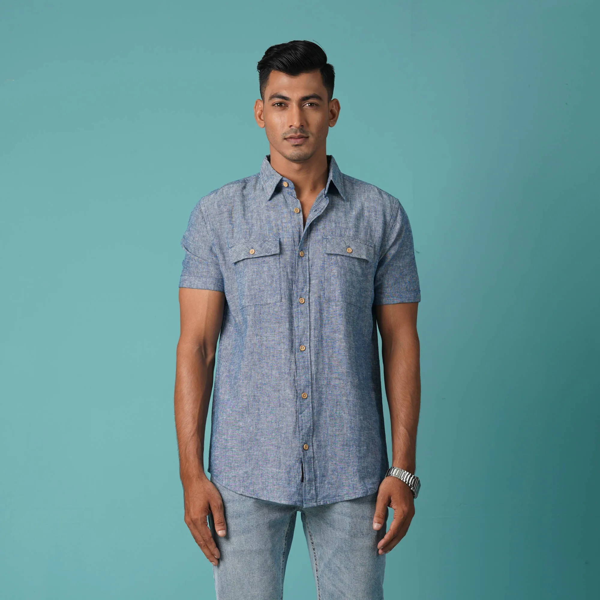 Mens Navy Short Sleeve Shirt