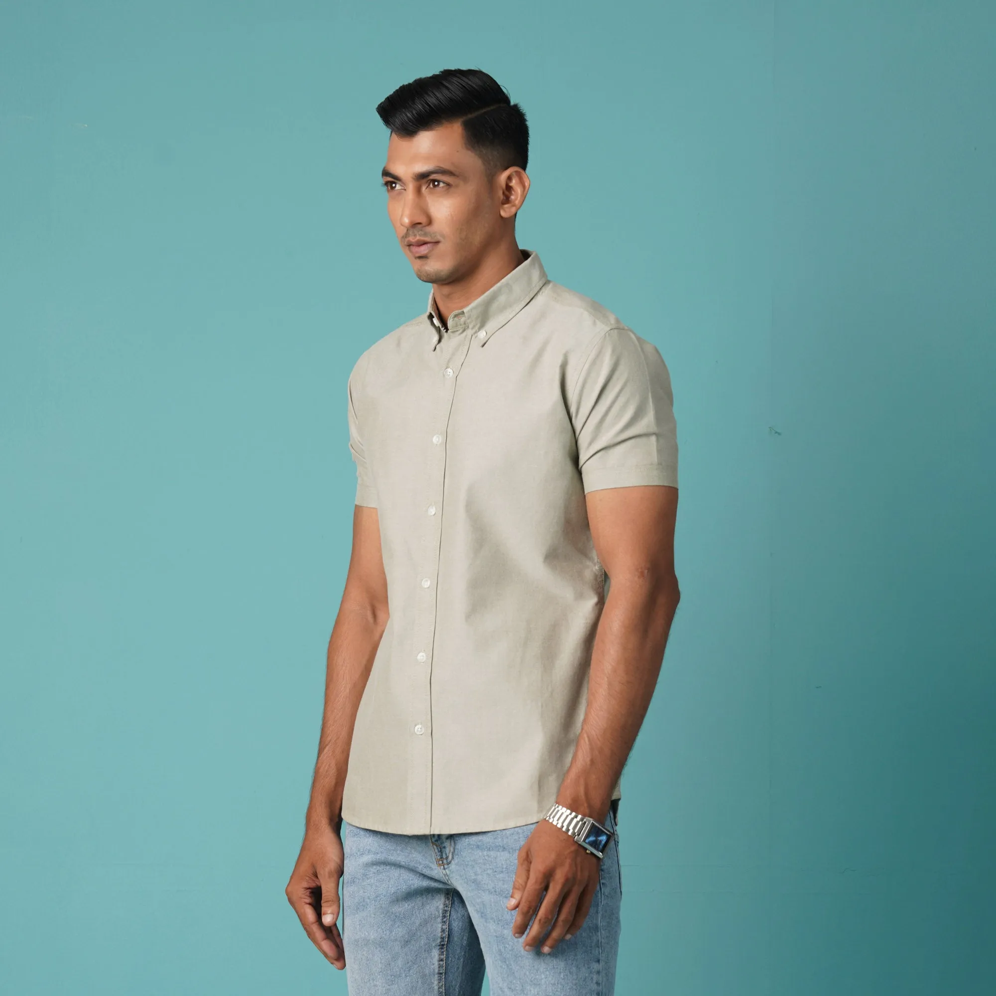Mens Olive Short Sleeve Shirt