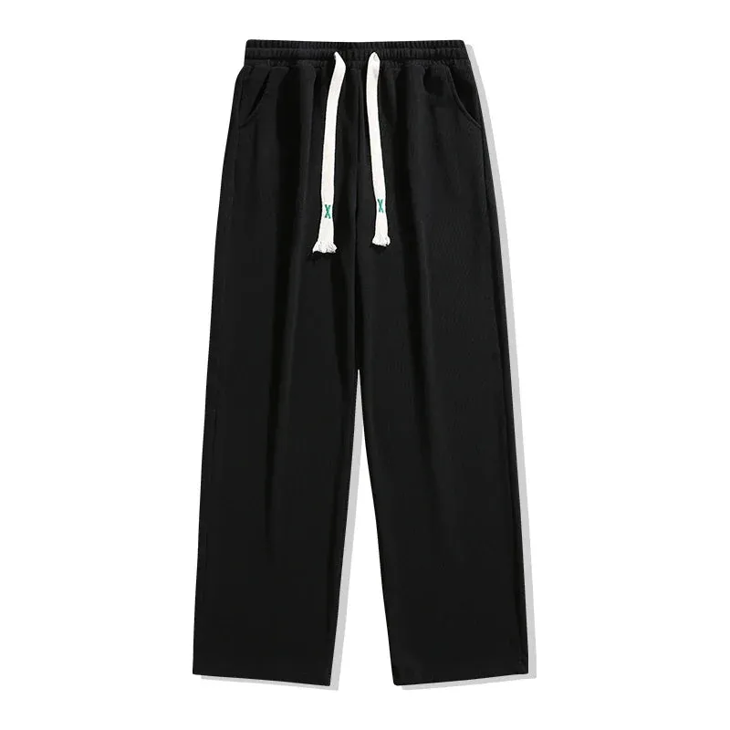 Men's Oversize Wide Leg Pants: Black Stretch Baggy Grey Korean Style Y2K Ice Silk Trouser
