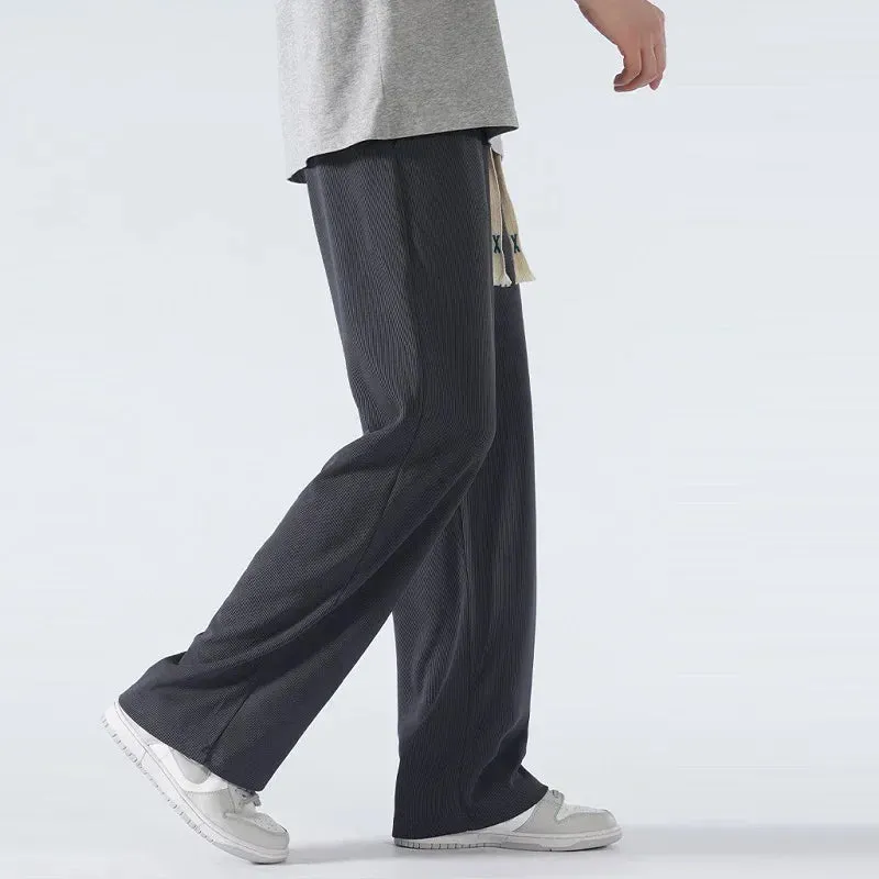 Men's Oversize Wide Leg Pants: Black Stretch Baggy Grey Korean Style Y2K Ice Silk Trouser