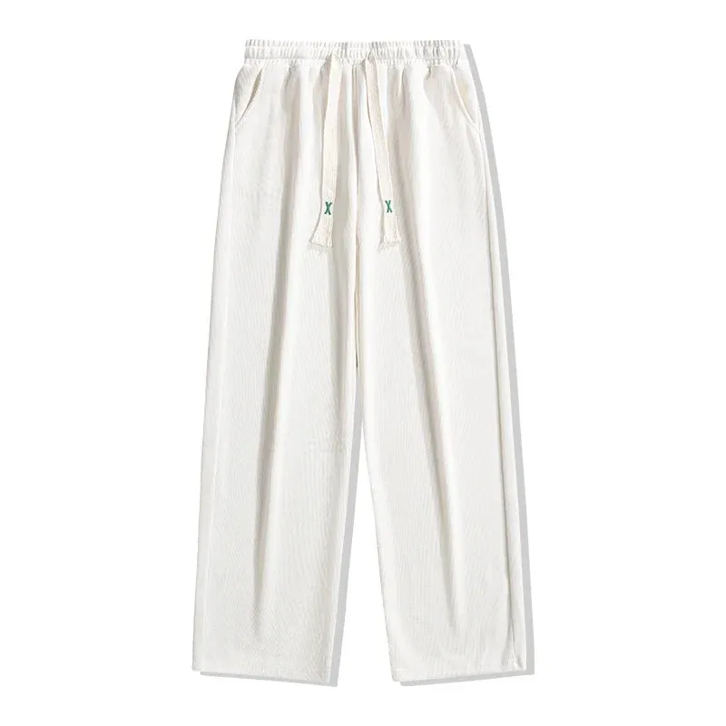 Men's Oversize Wide Leg Pants: Black Stretch Baggy Grey Korean Style Y2K Ice Silk Trouser