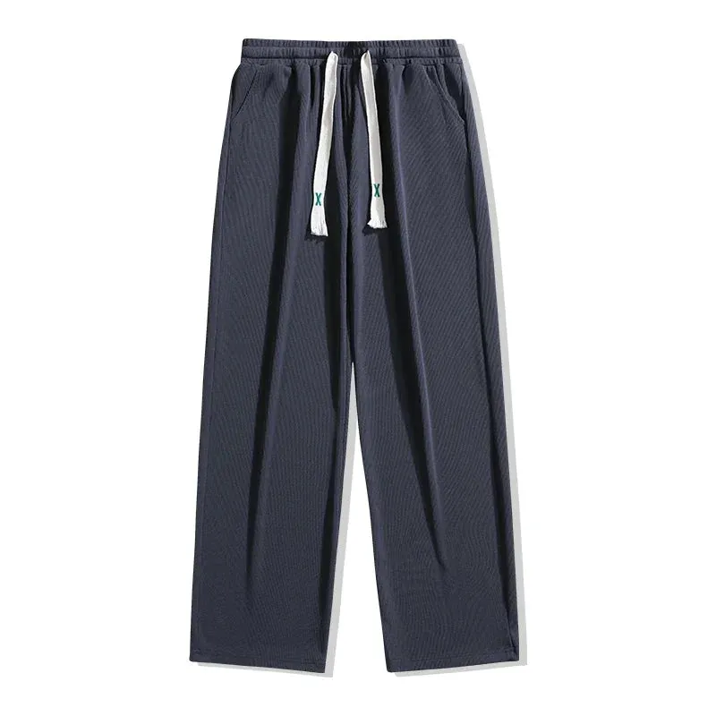 Men's Oversize Wide Leg Pants: Black Stretch Baggy Grey Korean Style Y2K Ice Silk Trouser