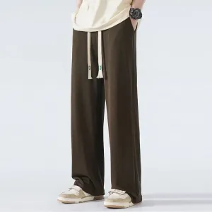 Men's Oversize Wide Leg Pants: Black Stretch Baggy Grey Korean Style Y2K Ice Silk Trouser