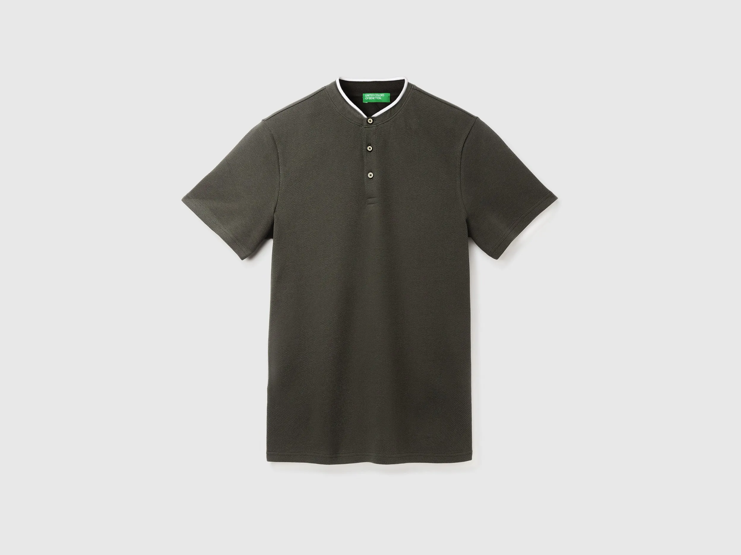 Men's Regular Fit Henley Neck Textured T-Shirt