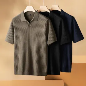 Men's Short Sleeve Knitted Polo for Casual Wear