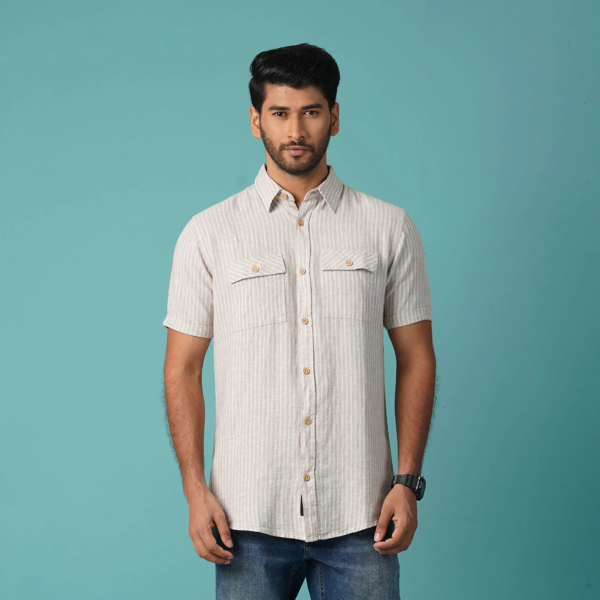 Mens S/S Shirt-White/Swan