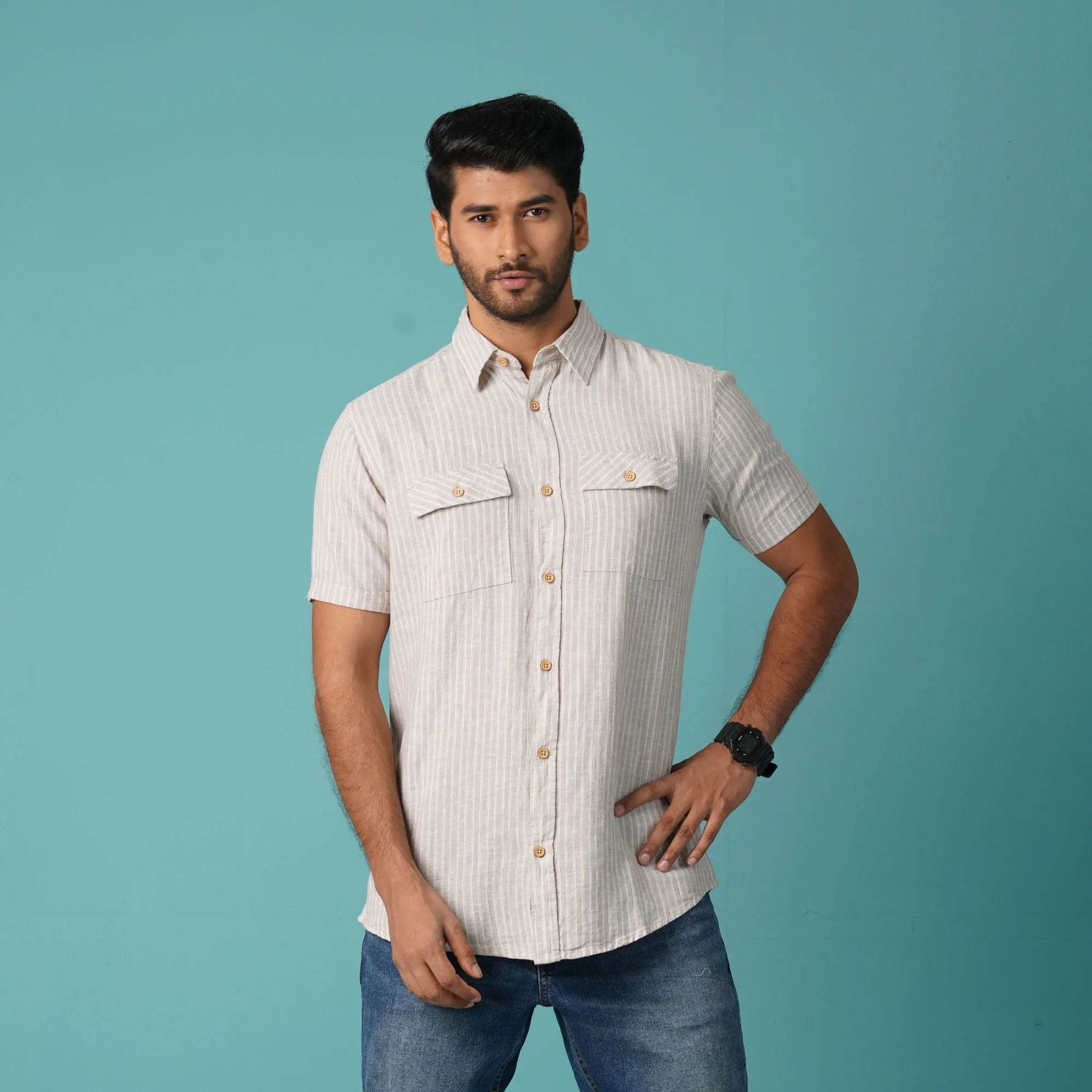 Mens S/S Shirt-White/Swan