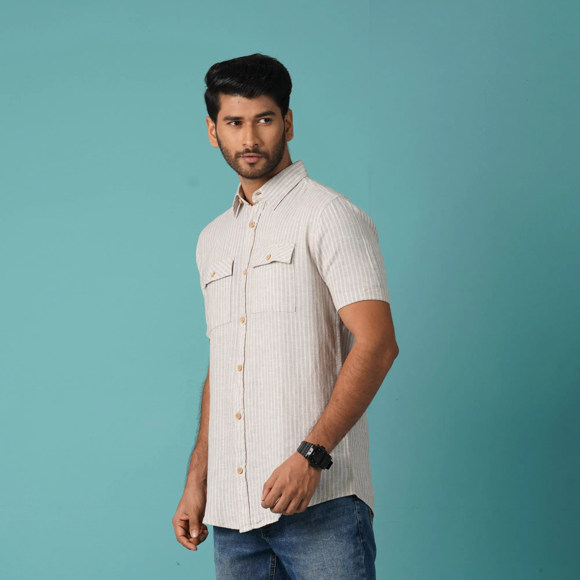 Mens S/S Shirt-White/Swan