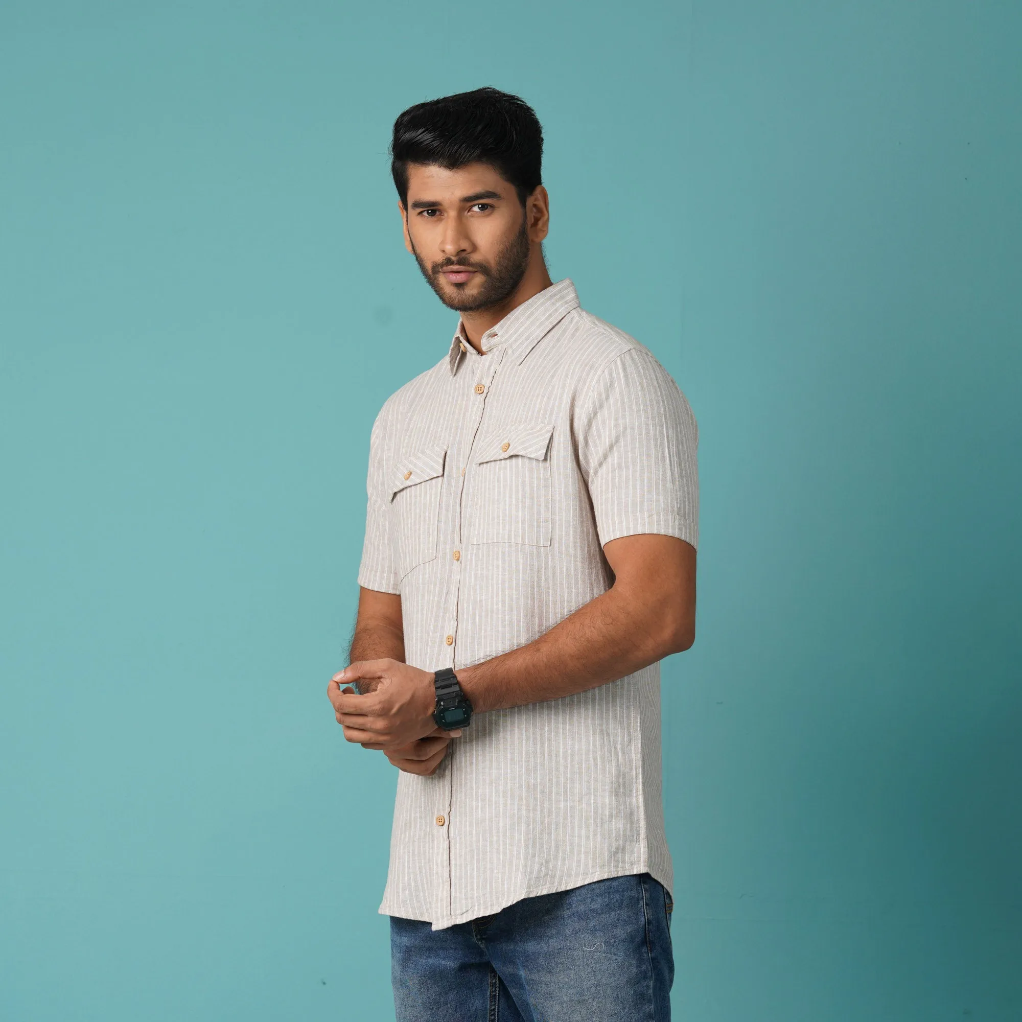 Mens S/S Shirt-White/Swan