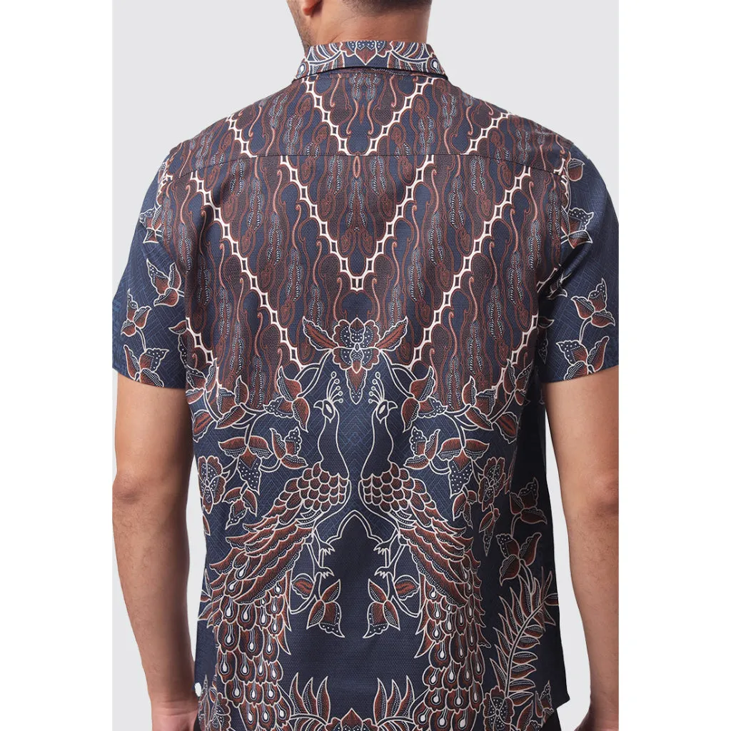 MOC Kemeja Batik Lengan Pendek Pria Modern Fit VEDA - NAVY