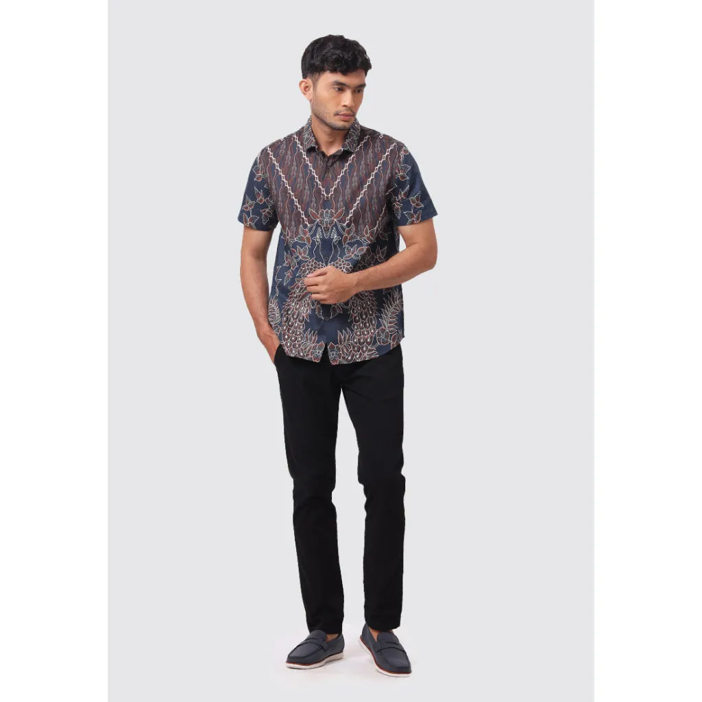 MOC Kemeja Batik Lengan Pendek Pria Modern Fit VEDA - NAVY