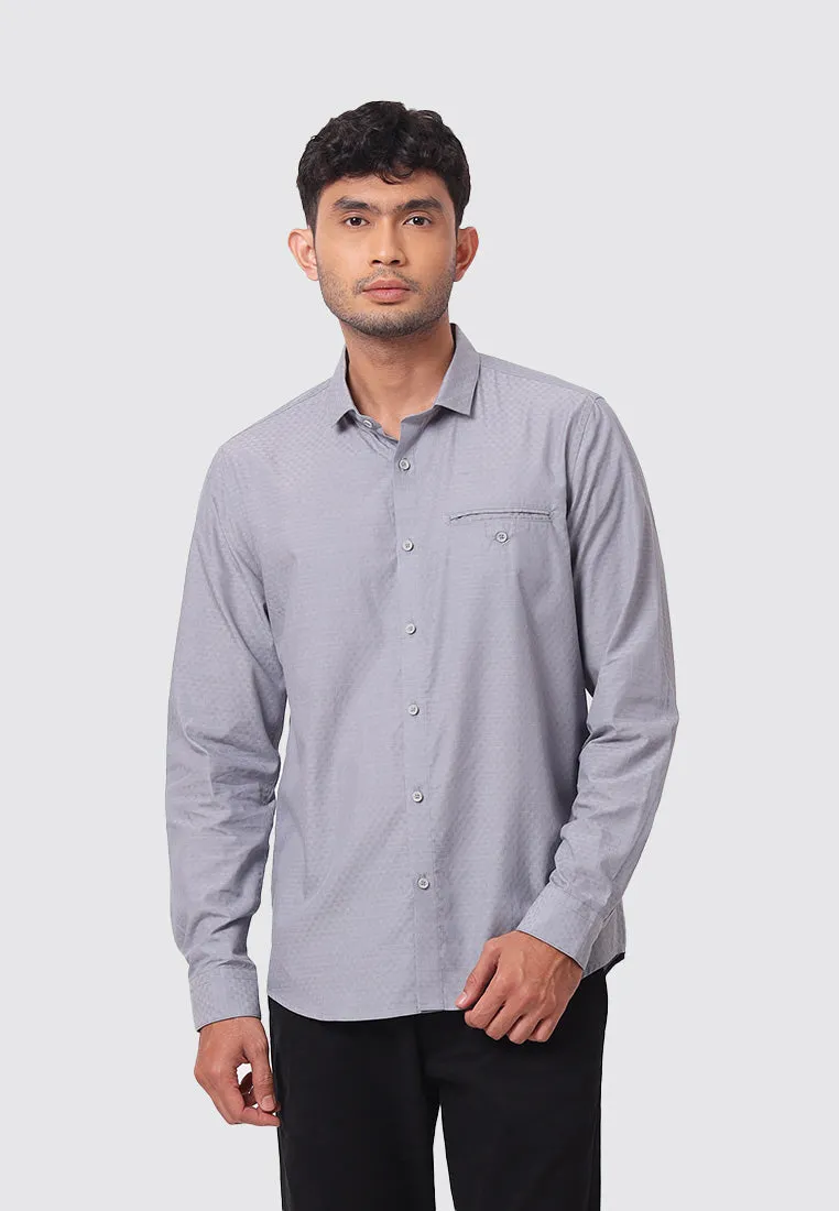 MOC Kemeja Lengan Panjang Pria NIXAN-GREY
