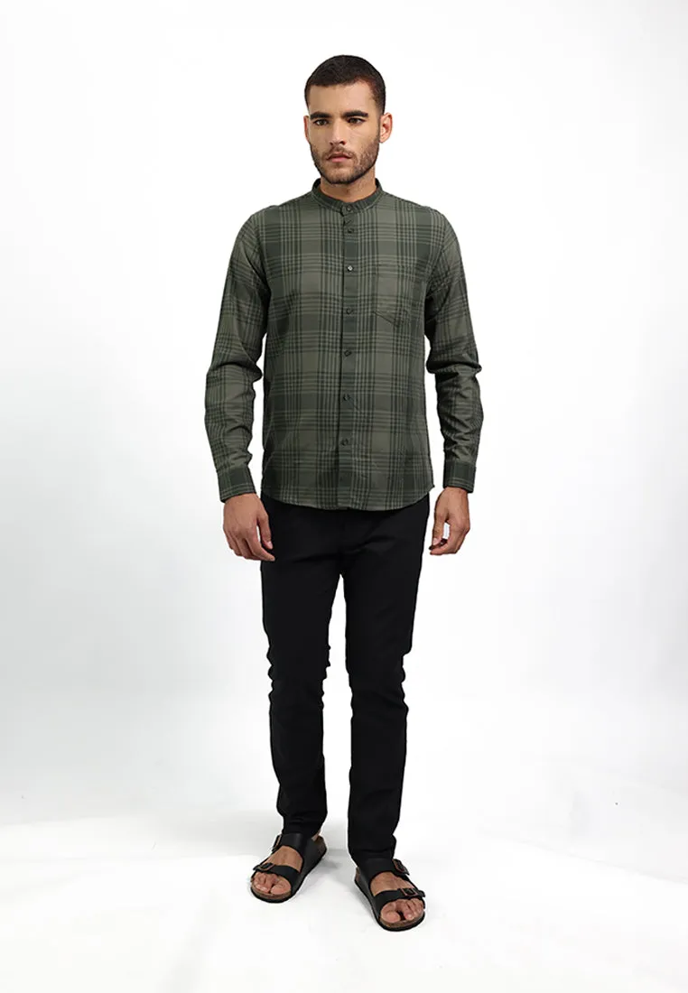 MOC Kemeja Lengan Panjang Pria Slim Fit ELTON - OLIVE