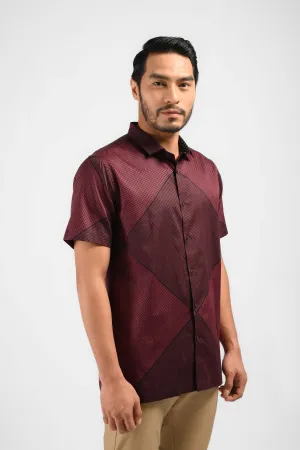 MOC Kemeja Lengan Pendek Pria DOBREV-MAROON