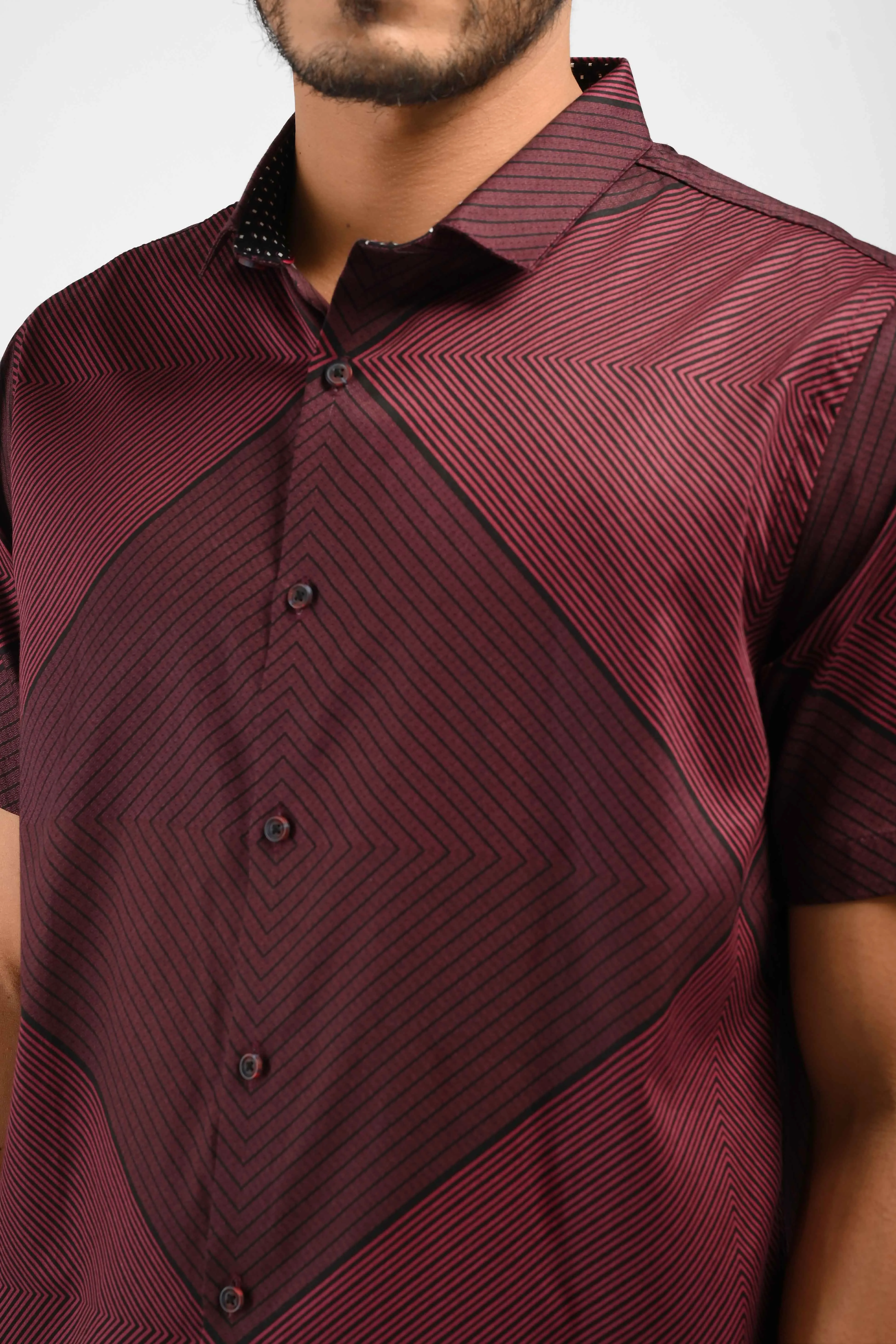 MOC Kemeja Lengan Pendek Pria DOBREV-MAROON