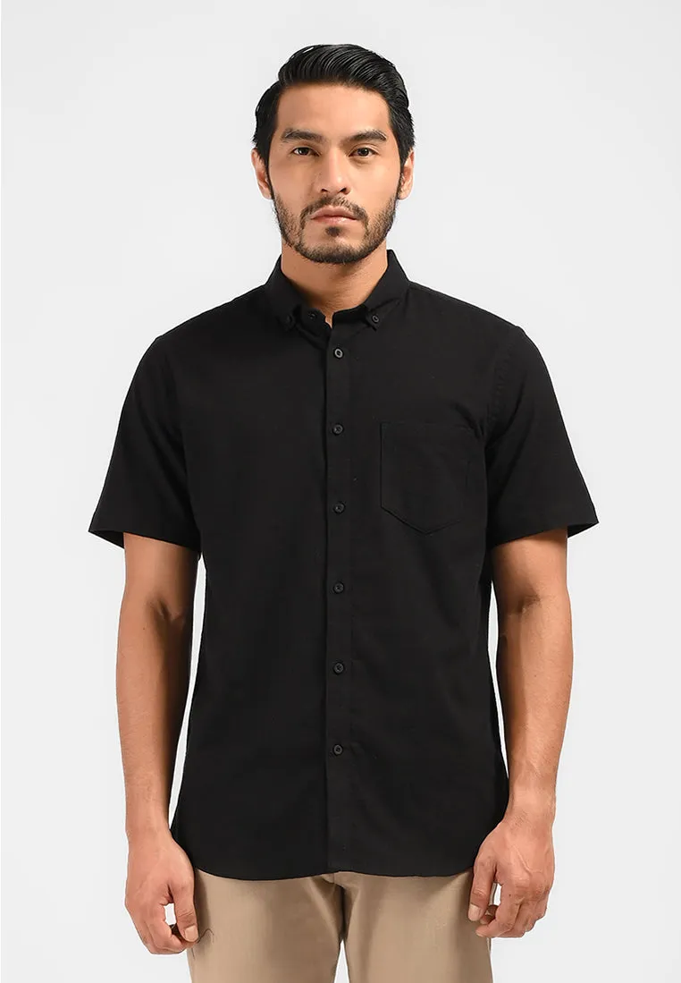 MOC Kemeja Lengan Pendek Pria MALVOY-BLACK