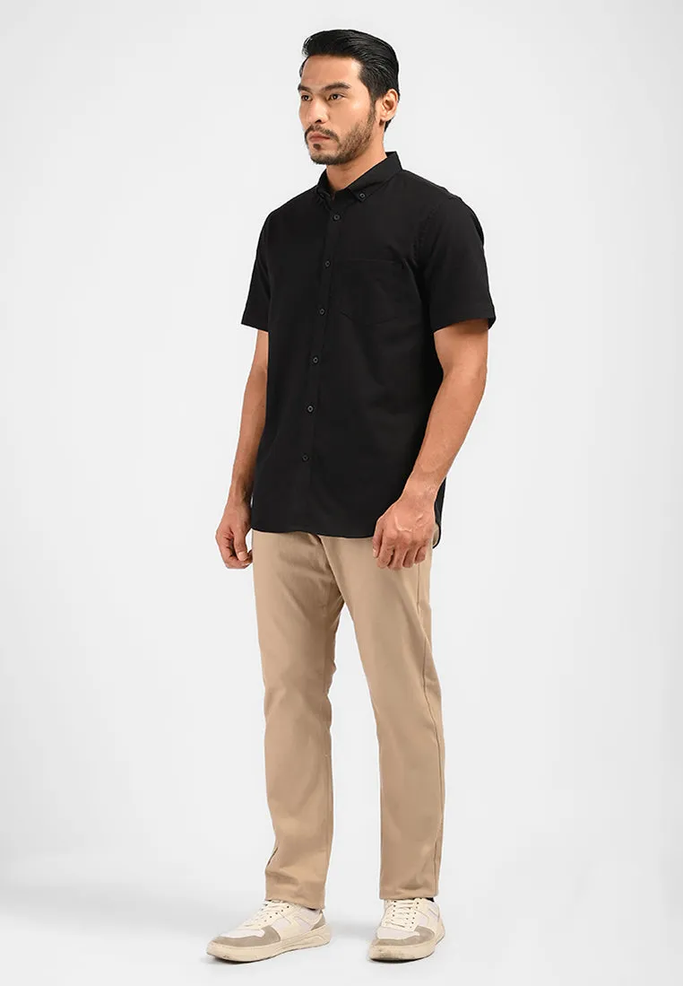 MOC Kemeja Lengan Pendek Pria MALVOY-BLACK