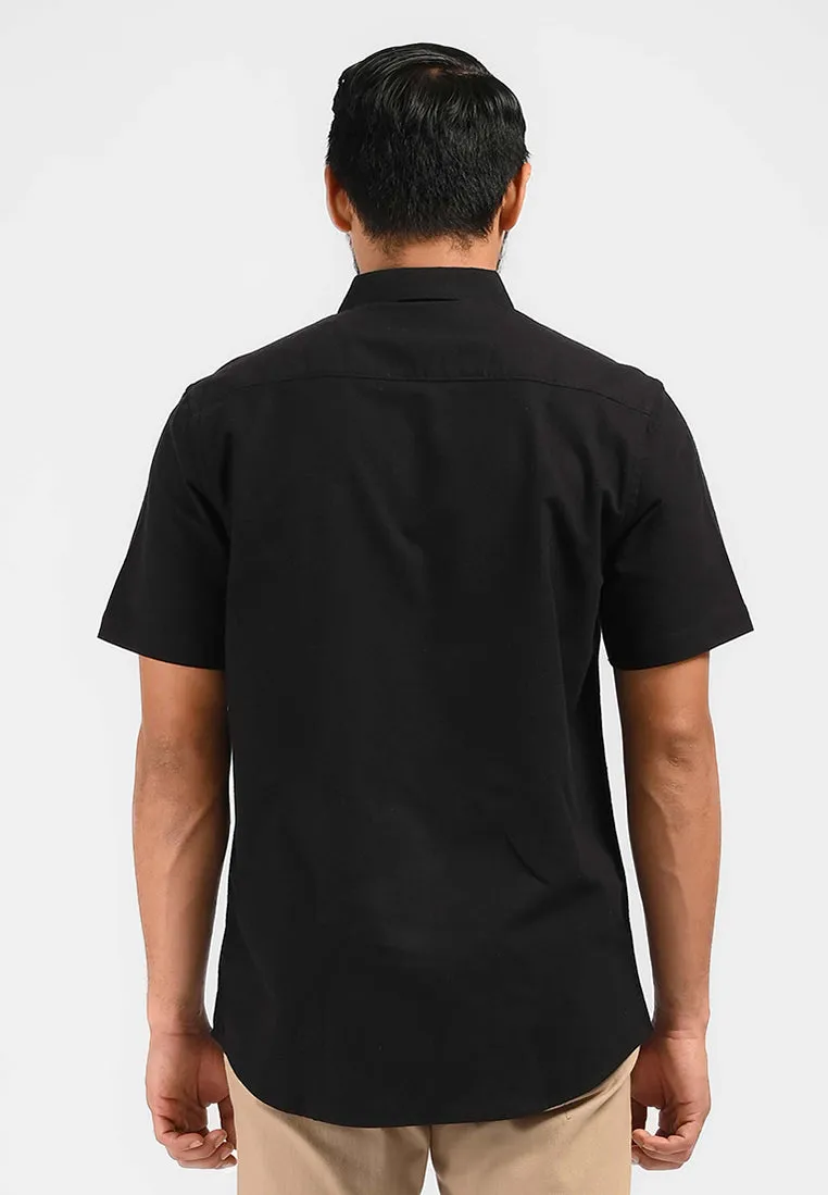MOC Kemeja Lengan Pendek Pria MALVOY-BLACK