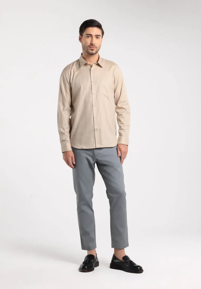 MOC - Kemeja Polos Pria Lengan Panjang Nicola - Khaki