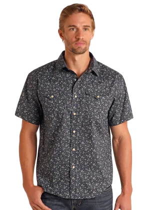 Modern Vintage Floral Short Sleeve Snap Shirt
