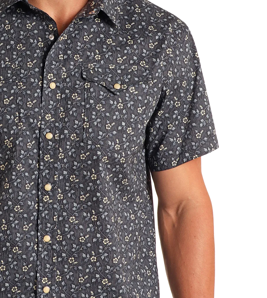 Modern Vintage Floral Short Sleeve Snap Shirt