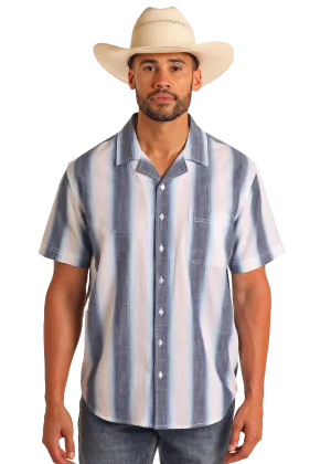 Modern Vintage Ombre Striped Short Sleeve Shirt