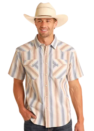 Modern Vintage Striped Short Sleeve Snap Shirt