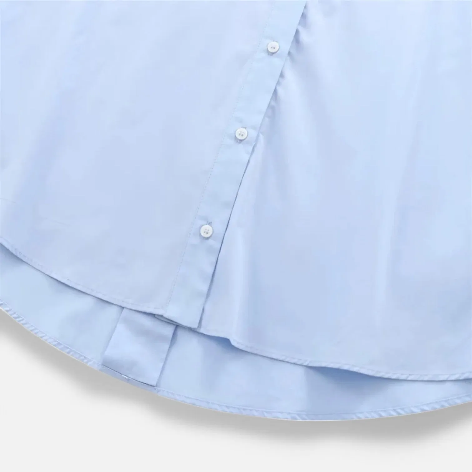 Monacogents | Autumn Loose Cotton Blend Poplin Shirt – Wide Sleeves, Buckle Detail