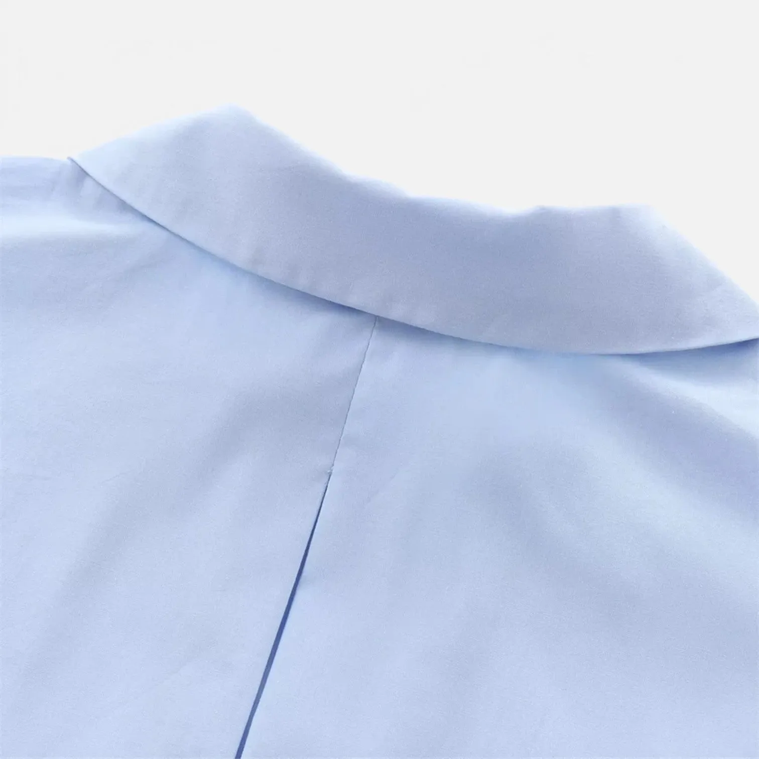 Monacogents | Autumn Loose Cotton Blend Poplin Shirt – Wide Sleeves, Buckle Detail