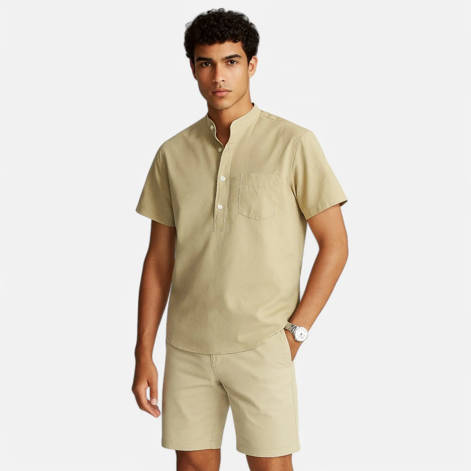 Monacogents | Stand Collar Pocket Tee – Modern Edge, Everyday Ease