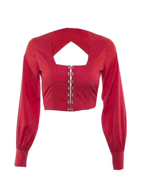 Monochrome Long Sleeve Open Back T-shirt