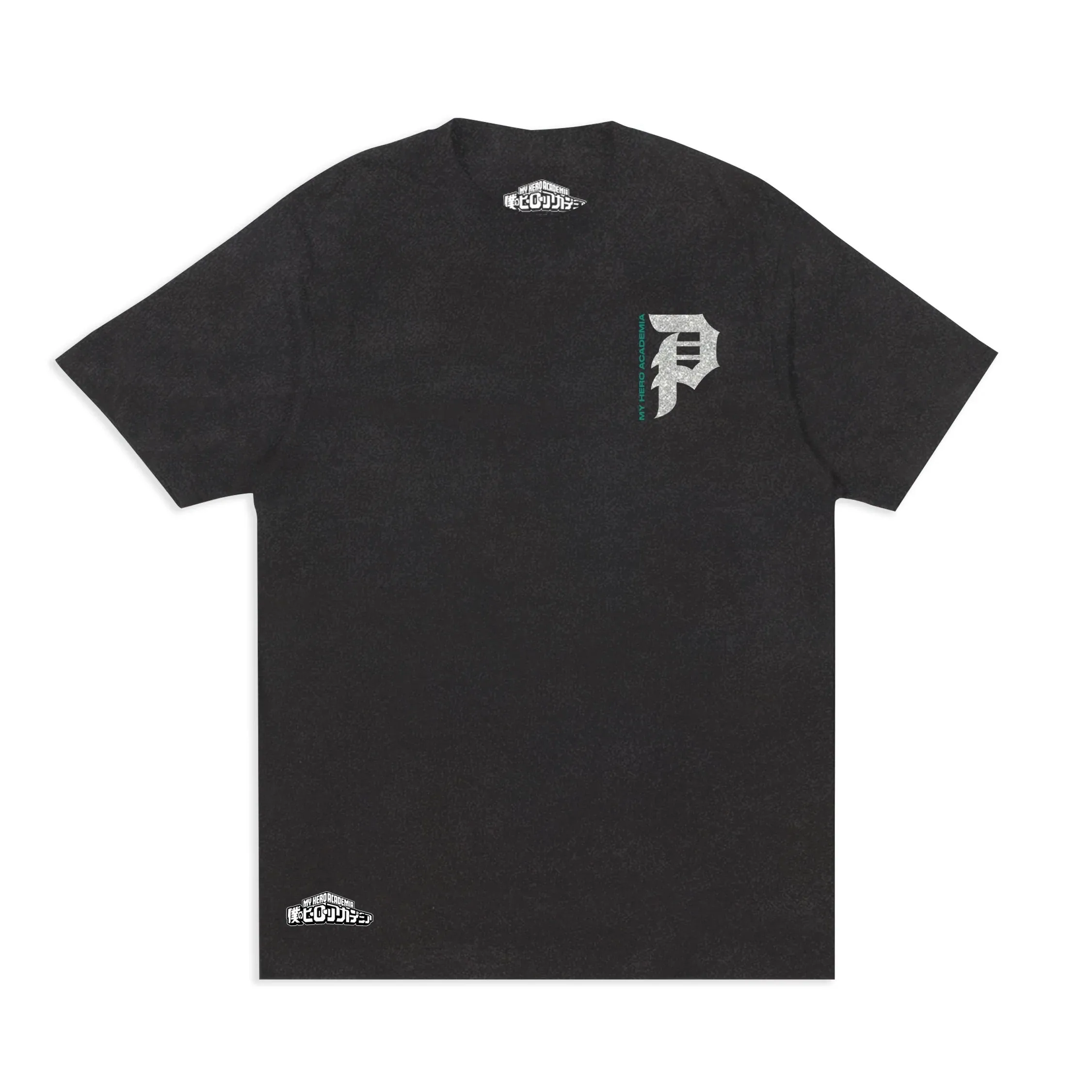 MY HERO ACADEMIA X PRIMITIVE FULL COWL WASHED BLACK T-SHIRT