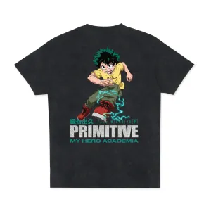 MY HERO ACADEMIA X PRIMITIVE FULL COWL WASHED BLACK T-SHIRT