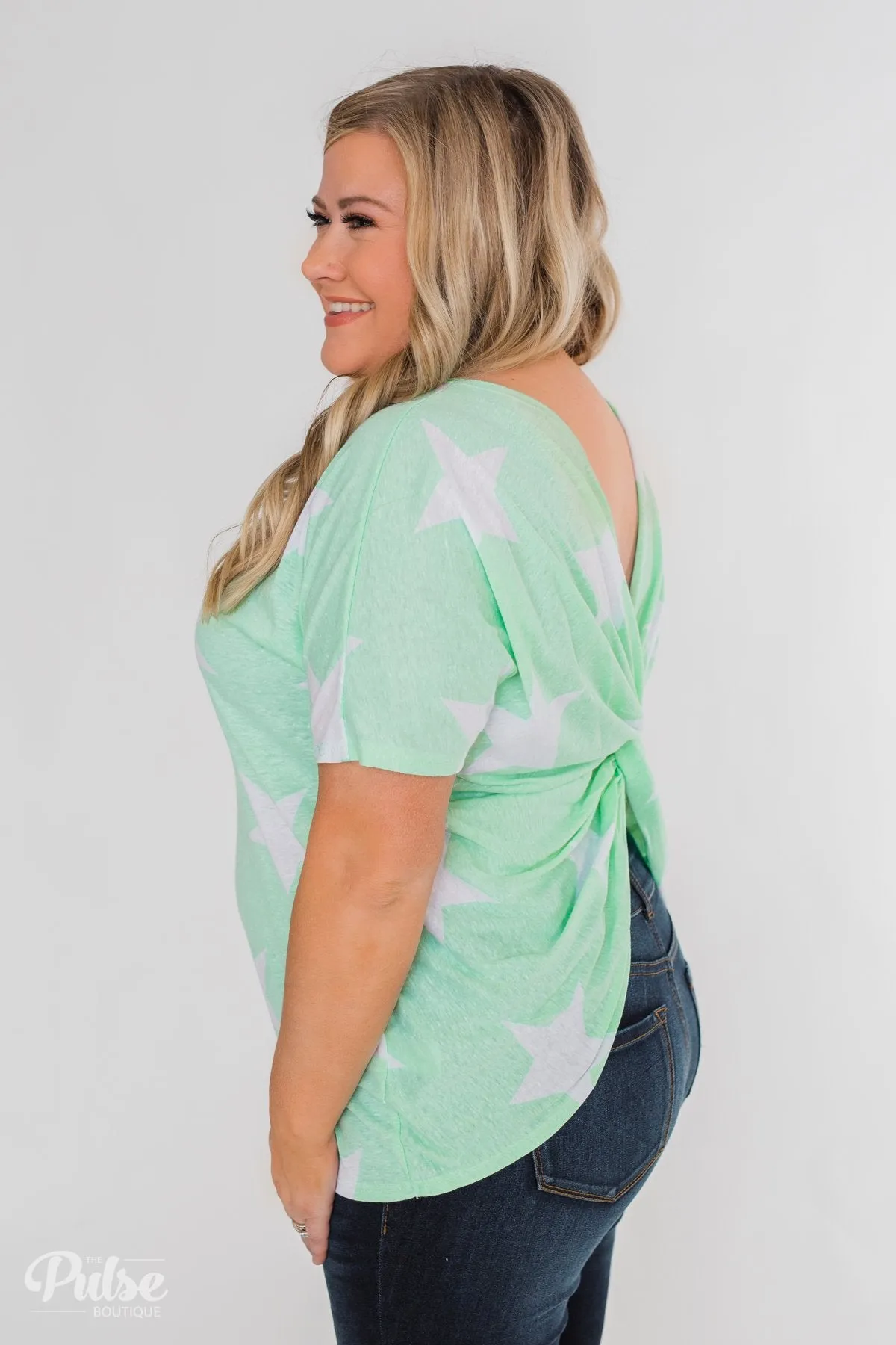 My Wish Tonight Open Back Twisted Knot Top- Mint