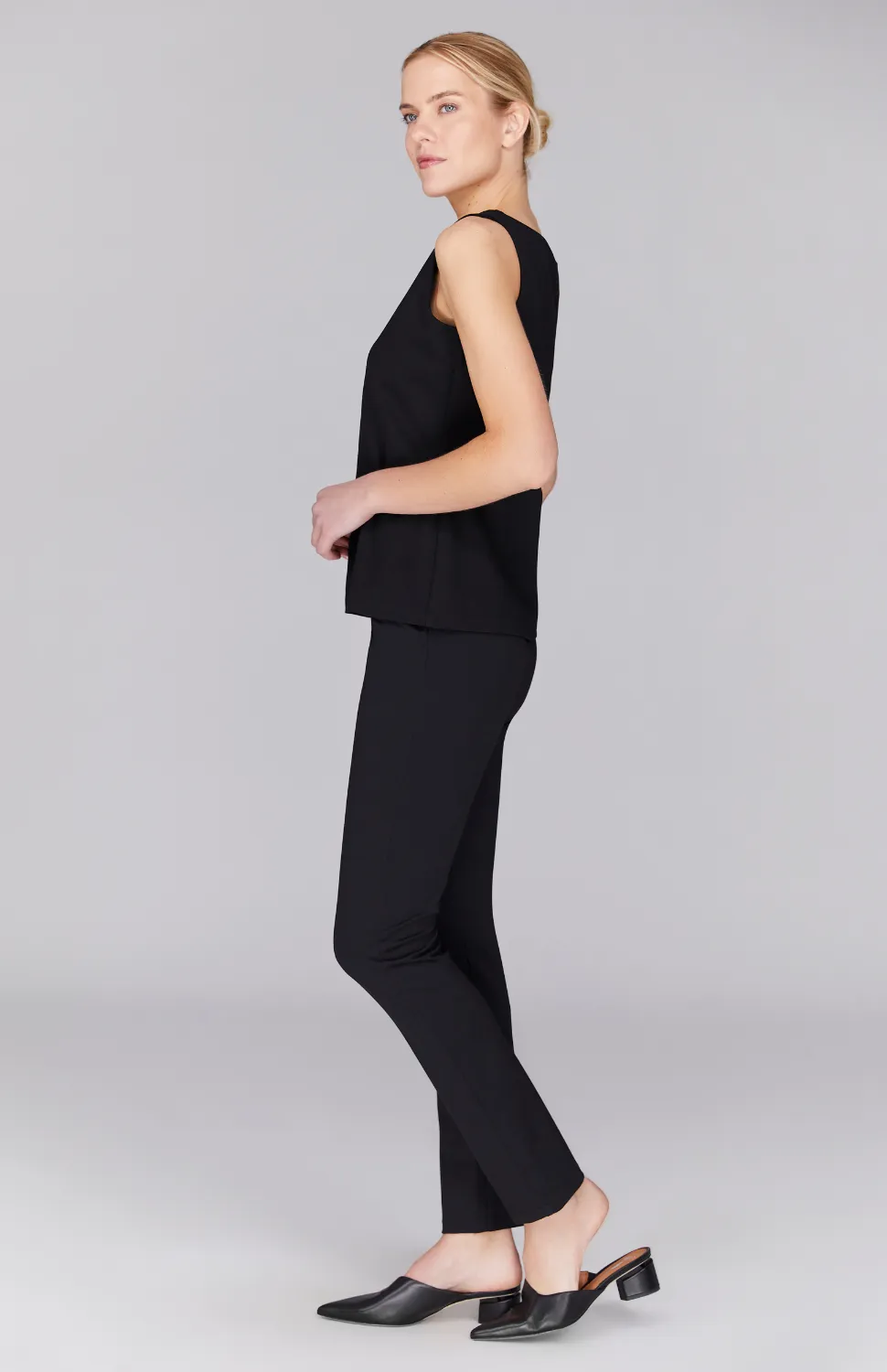 Narrow Ponte Pant w/Pull On Elastic Waistband