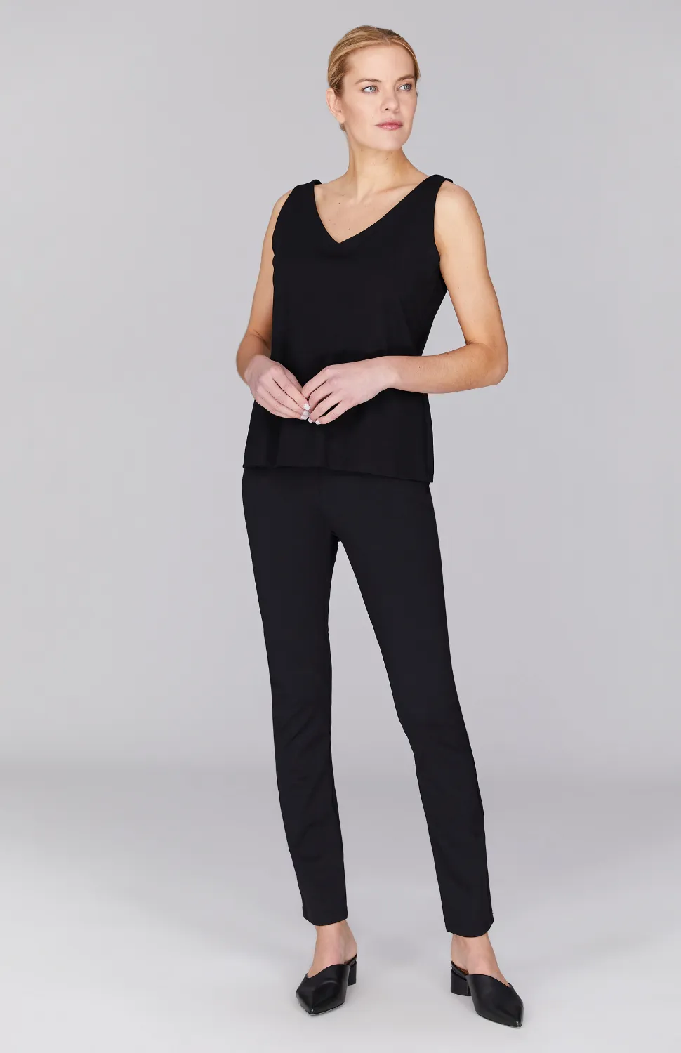 Narrow Ponte Pant w/Pull On Elastic Waistband