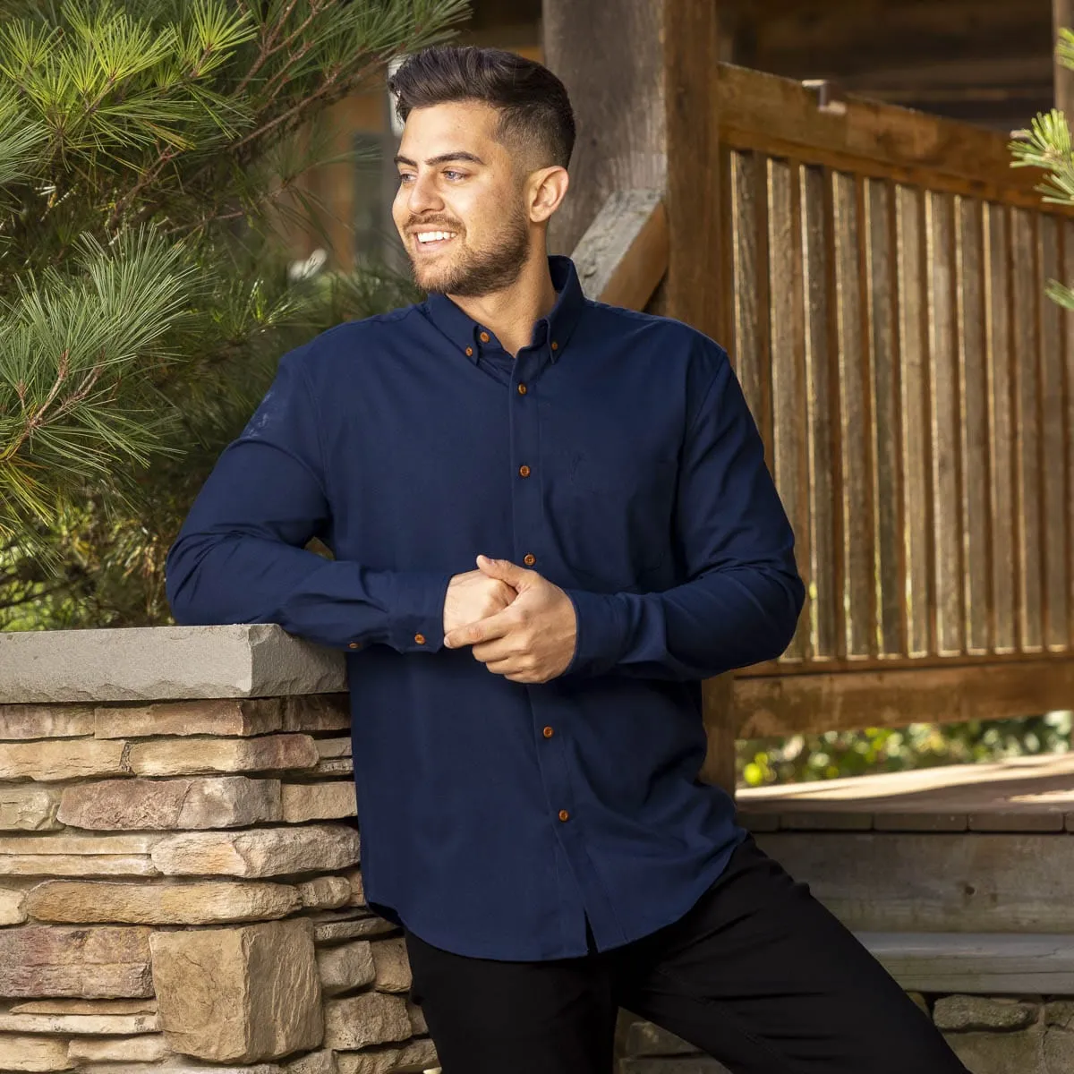 Navy – BorlandFlex™ Long Sleeve Flannel