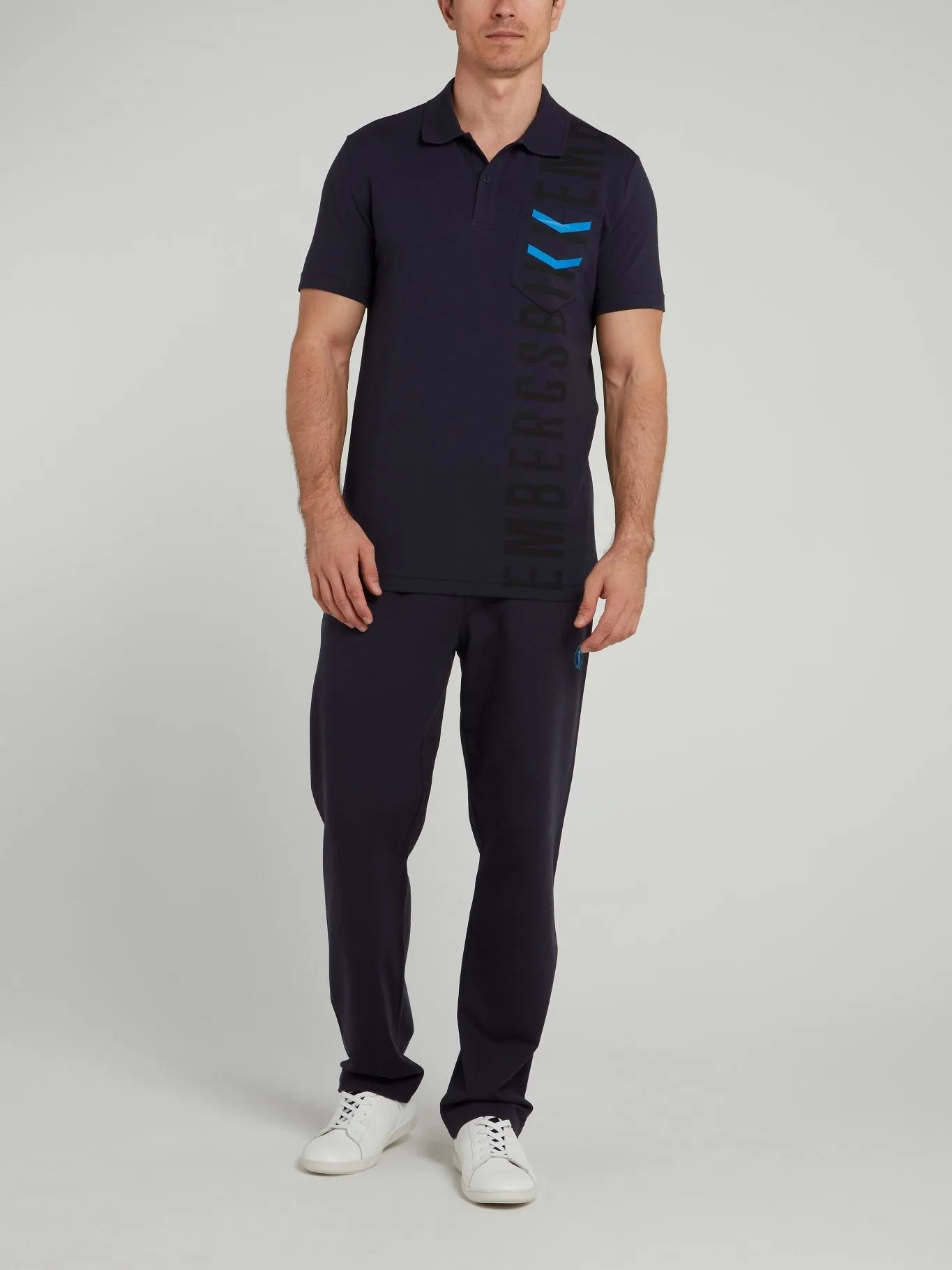 Navy Logo Chevron Polo Shirt